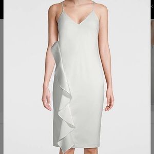 Elegant WHBM Ivory ruffle midi dress. NWT. Sz 8